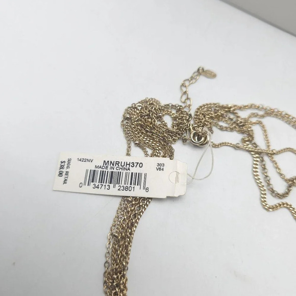 Vintage Monet Adjustable Necklace With Green Acrylic Cabochons Gold-Tone Chain - Picture 7 of 9